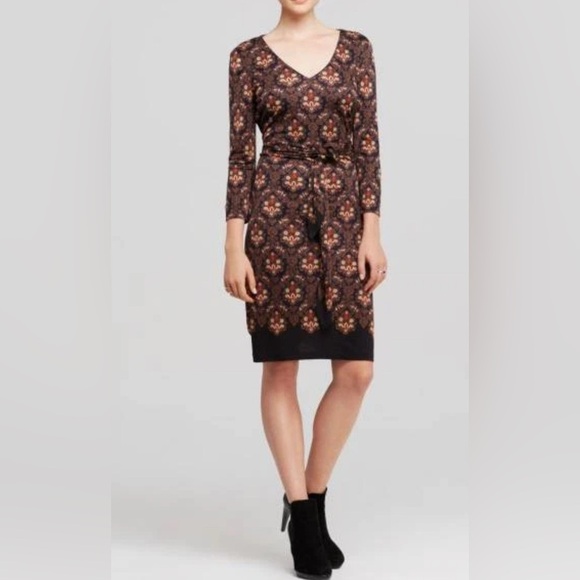 Tory Burch Tory Navy Damask Engineered Print Tilda Silk Dress Size S - Picture 1 of 5